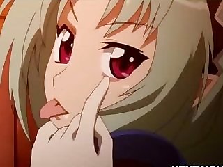 Hot anime blonde moans sweetly while getting her pussy fingered