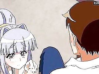 Anime gets clit rubbed with a dildo
