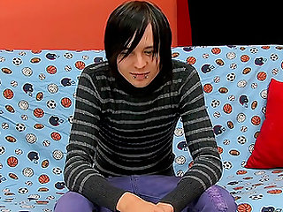 Emo twink Miles Pride wanking his big to a cummy finish